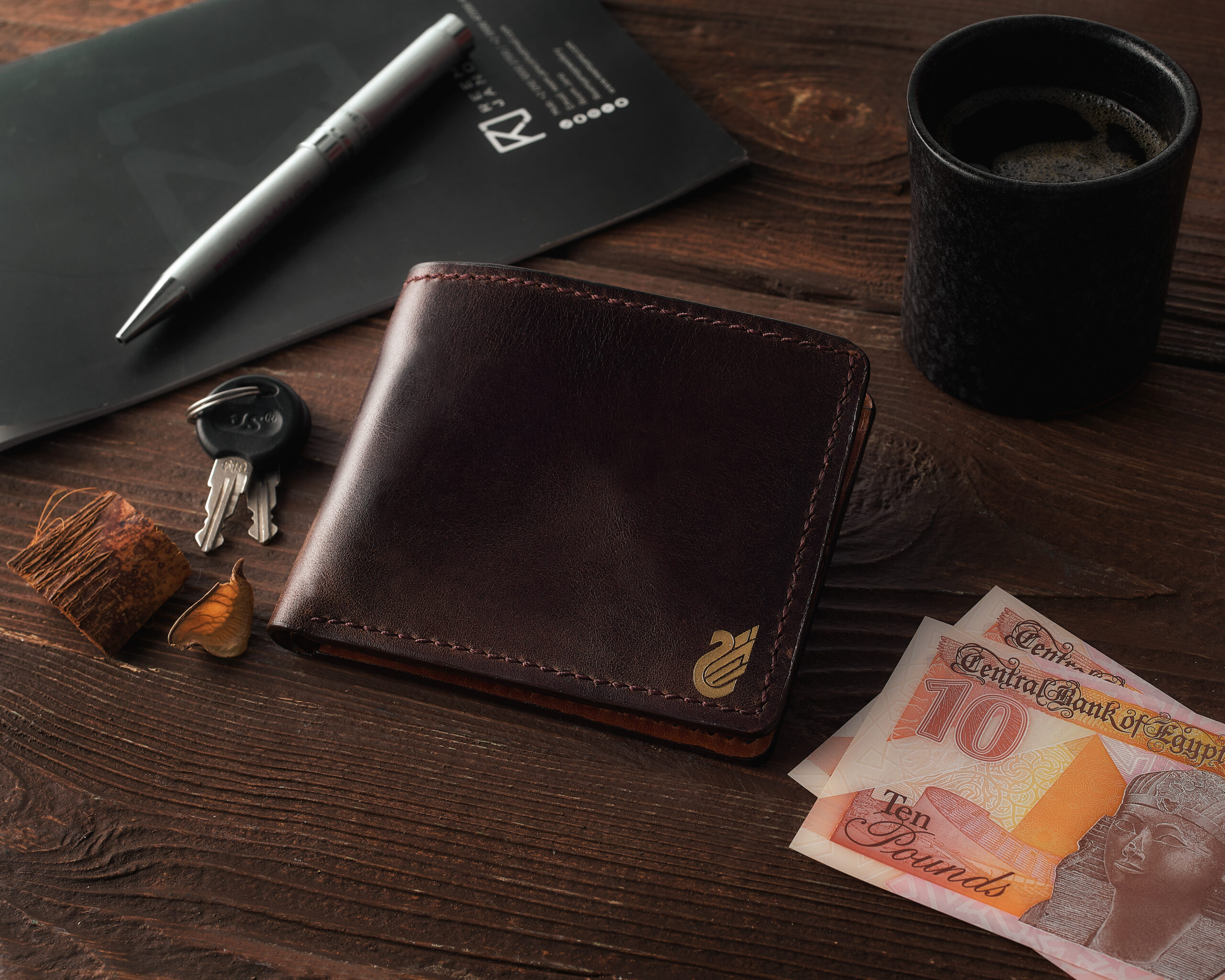 JJNUSA Bifold Wallet Men's Minimalist Card Holder Distressed Leather Wallet | Brown
